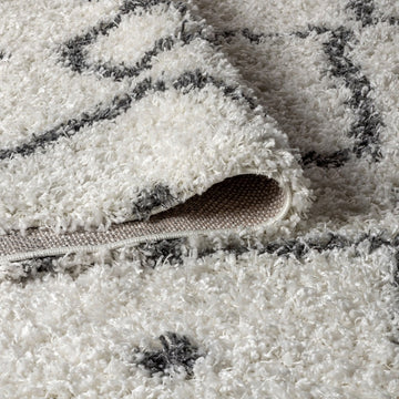 Mercer Shag Plush Tassel Moroccan Diamond Area Rug